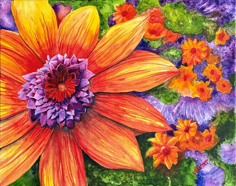 Frabjious Flowers, a watercolor painting by James Warner